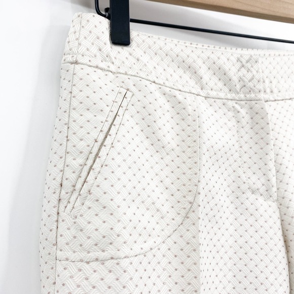 Anthro Cartonnier Charlie Cropped Textured Polka Dot Trousers in Cream Size 0 - Picture 6 of 10